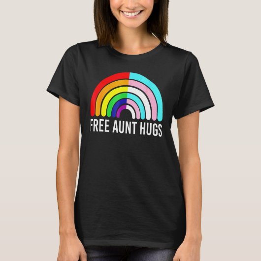 Free Tunt Hugs Rainbow Transgender Flag Lgbtq Gay T-Shirt (Vorderseite)
