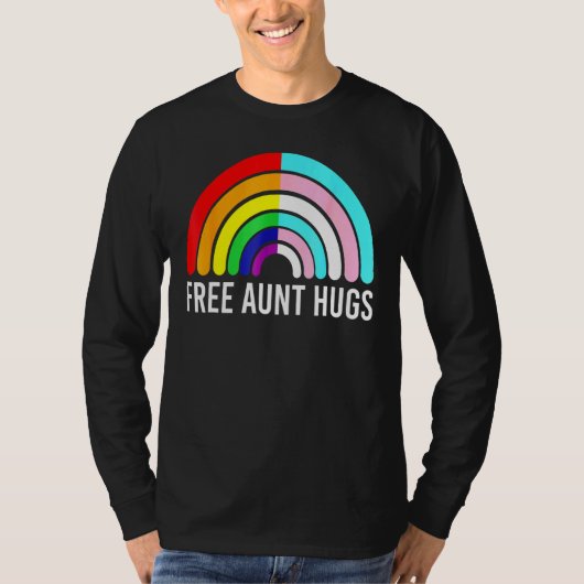 Free Tunt Hugs Rainbow Transgender Flag Lgbtq Gay T-Shirt (Vorderseite)