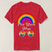 Free Uncle Hugs LGBT Ally Rainbow Sunglassys Gay T-Shirt (Design vorne)