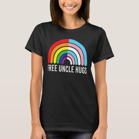 Free Uncle Hugs Rainbow Transgender Flag Lgbtq Gay T-Shirt (Vorderseite)