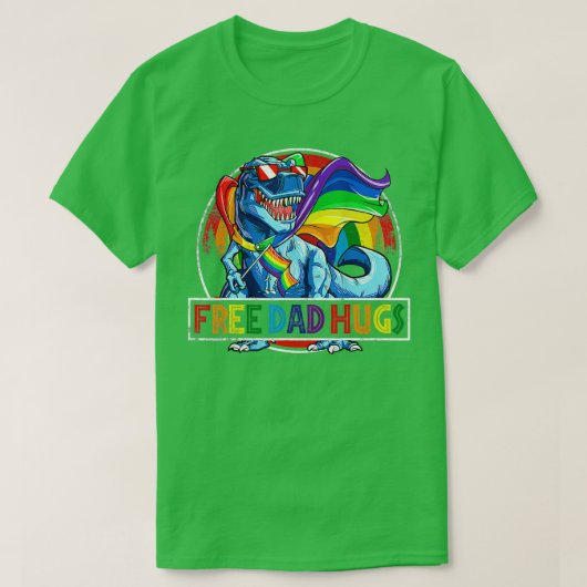 Free Vater Hugs Dinosaur Rex Daddy LGB Pride Rainb T-Shirt (Design vorne)