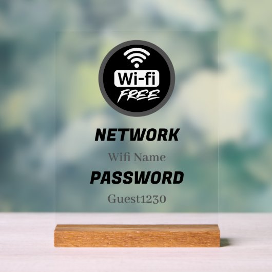 Free WiFi Password Sign | Network Name & Password Acrylschild (Neutral)