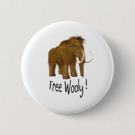 "Free Wooly" Wooly Mammoth Button (Vorderseite)