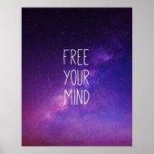 "Free Your Mind" Zitat Blue Night Sky Poster (Vorne)