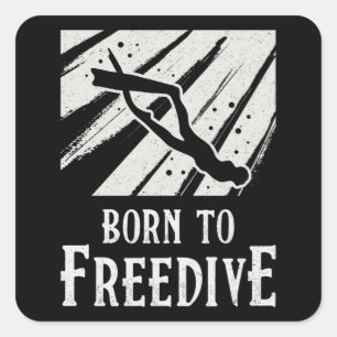 Freediving Geboren für Freedive Apnoe Fans Freediv Quadratischer Aufkleber