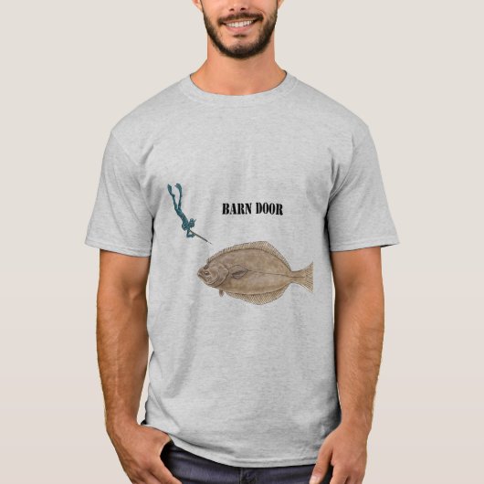 Freediving Spearfish Diver und ein großer Halibut T-Shirt (Vorderseite)