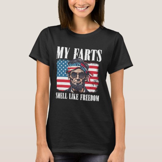 Freedom American Flag 4th Of July Independence Abe T-Shirt (Vorderseite)