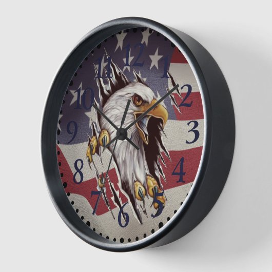 Freedom Bald Eagle American Flag Clock Uhr (Winkel)