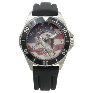 Freedom Bald Eagle American Flag Watch Armbanduhr