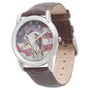 Freedom Bald Eagle American Flag Watch Armbanduhr