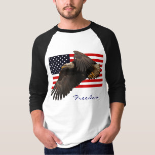FREEDOM BALD EAGLE & US FLAG Mens Bekleidung T-Shirt