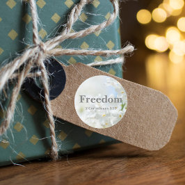 Freedom Bible Verse mit eleganten weißen Blume Runder Aufkleber