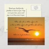 Freedom Bible Verse, Vogel fliegen bei Sonnenunter Postkarte (Vorne/Hinten)