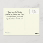 Freedom Bible Verse, Vogel fliegen bei Sonnenunter Postkarte (Rückseite)