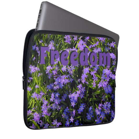 Freedom Blue Squill Spring Blumen Laptopschutzhülle (Vorne Rechts)