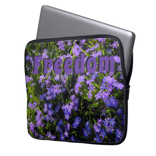 Freedom Blue Squill Spring Blumen Laptopschutzhülle (Vorderseite Links)