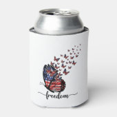 Freedom Butterflies | Patriotisch rot, weiß, blau Dosenkühler (Kanne Vorderseite)