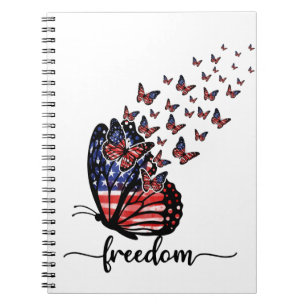 Freedom Butterflies   Patriotisch rot, weiß, blau Notizblock