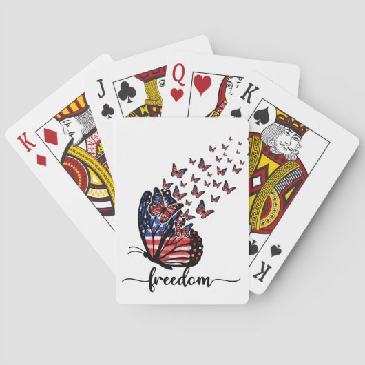 Freedom Butterflies | Patriotisch rot, weiß, blau Spielkarten (Rückseite)