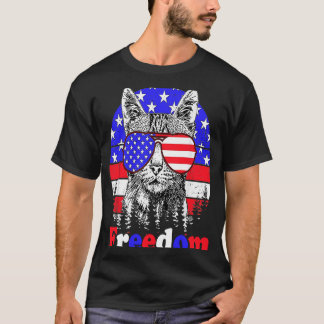 Freedom Cat American Flag 4. Juli T-Shirt
