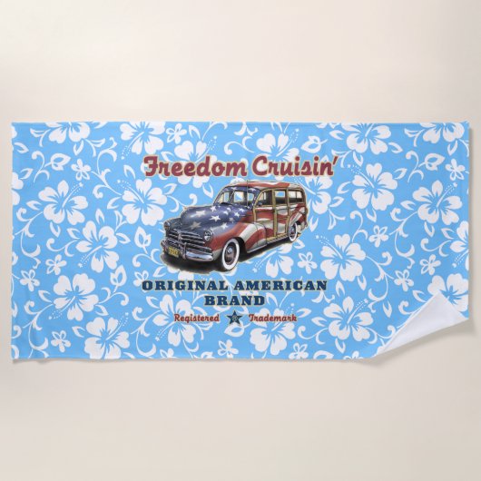 Freedom Crusin' Hawaiian Woody Hibiskus - Sky Blue Strandtuch (Vorderseite)
