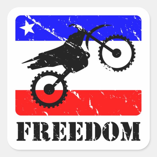 Freedom Dirt-Bike FLAIR Quadratischer Aufkleber (Vorderseite)