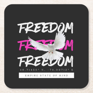 Freedom Dove Urban Typografy Rechteckiger Pappuntersetzer