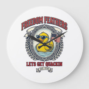 Freedom Duck Vintage Patriotischer Humor Große Wanduhr