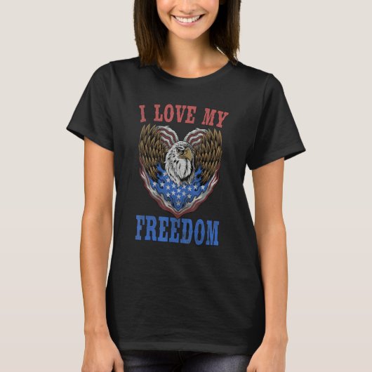 Freedom Eagle American Flag Patriotic 4th Of July T-Shirt (Vorderseite)