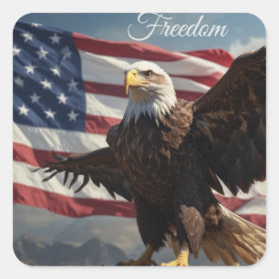 Freedom Eagle Quadratischer Aufkleber