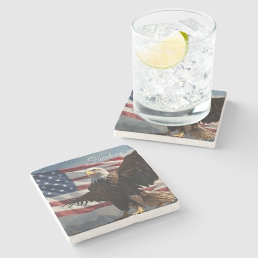 Freedom Eagle Steinuntersetzer (Seitenansicht)