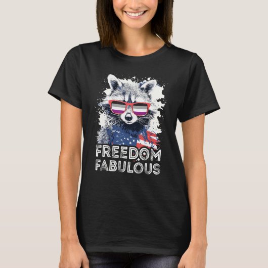 Freedom Fabulous  Raccoon Asexual Sunglasses Flag T-Shirt (Vorderseite)