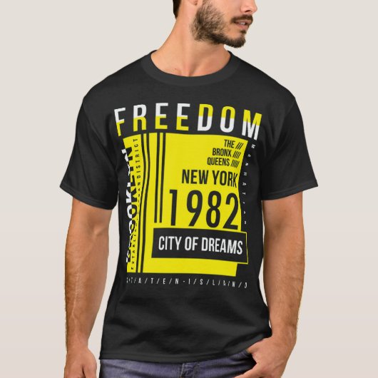 Freedom Gelb Farbe T-Shirt (Vorderseite)