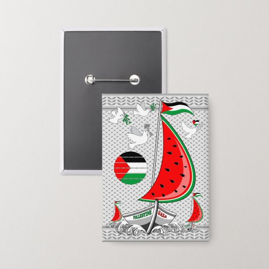 Freedom Global Sumud Flotilla Boats to Gaza Button (Vorderseite/Rückseite)
