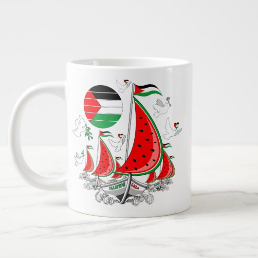 Freedom Global Sumud Flotilla Boats to Gaza Jumbo-Tasse (Links)