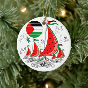 Freedom Global Sumud Flotilla Boats to Gaza Keramik Ornament