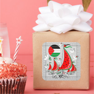 Freedom Global Sumud Flotilla Boats to Gaza Quadratischer Aufkleber