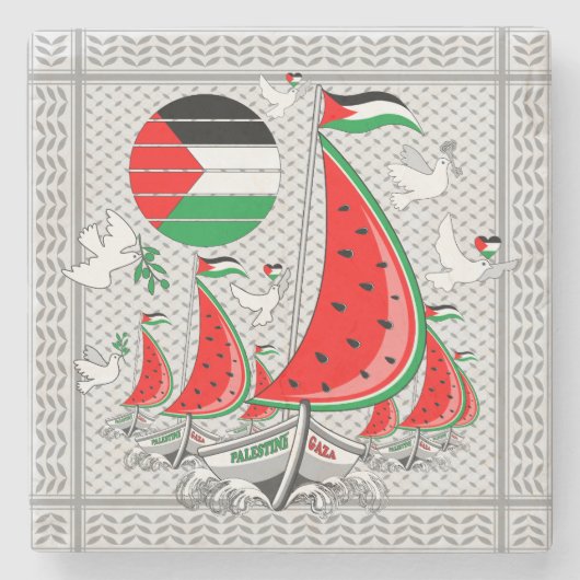 Freedom Global Sumud Flotilla Boats to Gaza Steinuntersetzer (Vorderseite)