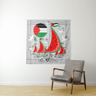 Freedom Global Sumud Flotilla Boats to Gaza Wandteppich