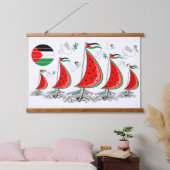 Freedom Global Sumud Flotilla Boats to Gaza Wandteppich Mit Holzrahmen (Schlafzimmer)