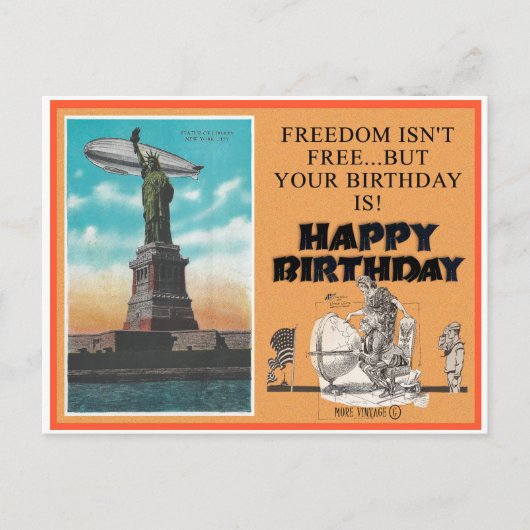 FREEDOM GLÜCKLICH BIRTHDAY GREETING POSTCARD POSTKARTE (Vorderseite)