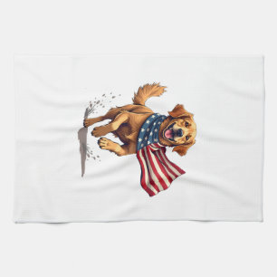 Freedom Golden Retriever Vintage Gravur T-Shirt Geschirrtuch