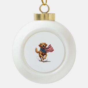 Freedom Golden Retriever Vintage Gravur T-Shirt Keramik Kugel-Ornament