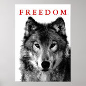 Freedom Grey Wolf Motivierend Poster Print (Vorne)