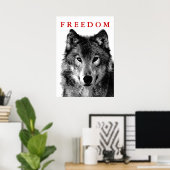 Freedom Grey Wolf Motivierend Poster Print (Heimbüro)