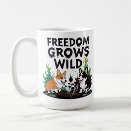 Freedom Grows Wild – Scary Corgi Gardening Cartoon Kaffeetasse