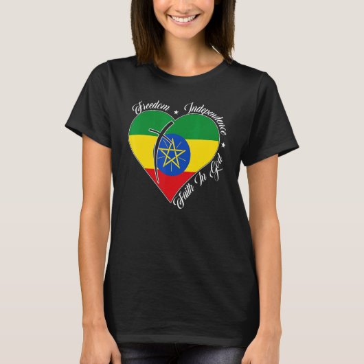 Freedom Independence Faith In God Christian Ethio T-Shirt (Vorderseite)