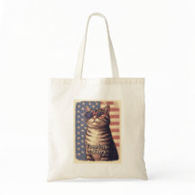Freedom is Furry - Retro Patriotic Cat Tote Bag