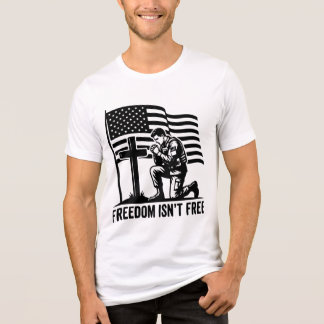 Freedom Isn't Free Kneeling Soldier Patriotic Tri-Blend Shirt