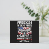 Freedom Isnt Free Veteran - American Eagle Postkarte (Stehend Vorderseite)